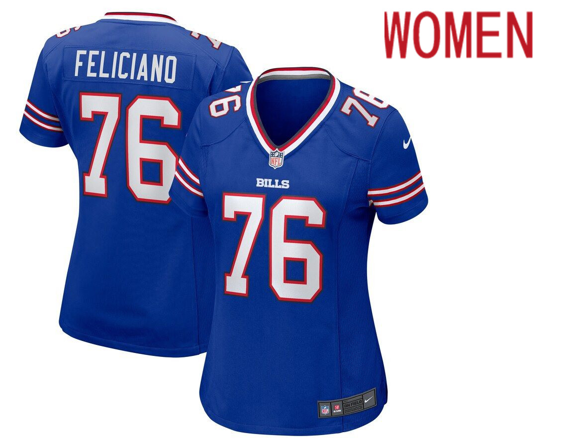 Women Buffalo Bills #76 Jon Feliciano Nike Royal Game NFL Jersey